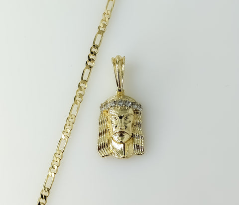 Plated Jesus 3mm Figaro Chain Necklace