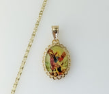 Gold plated Archangel Saint Michael star chain necklace with delicate chain links.
Gold plated Archangel Saint Michael s