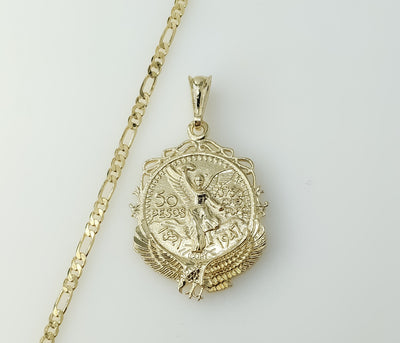 Plated Mexican Centenario Double Sided 3mm Figaro Chain Necklace
