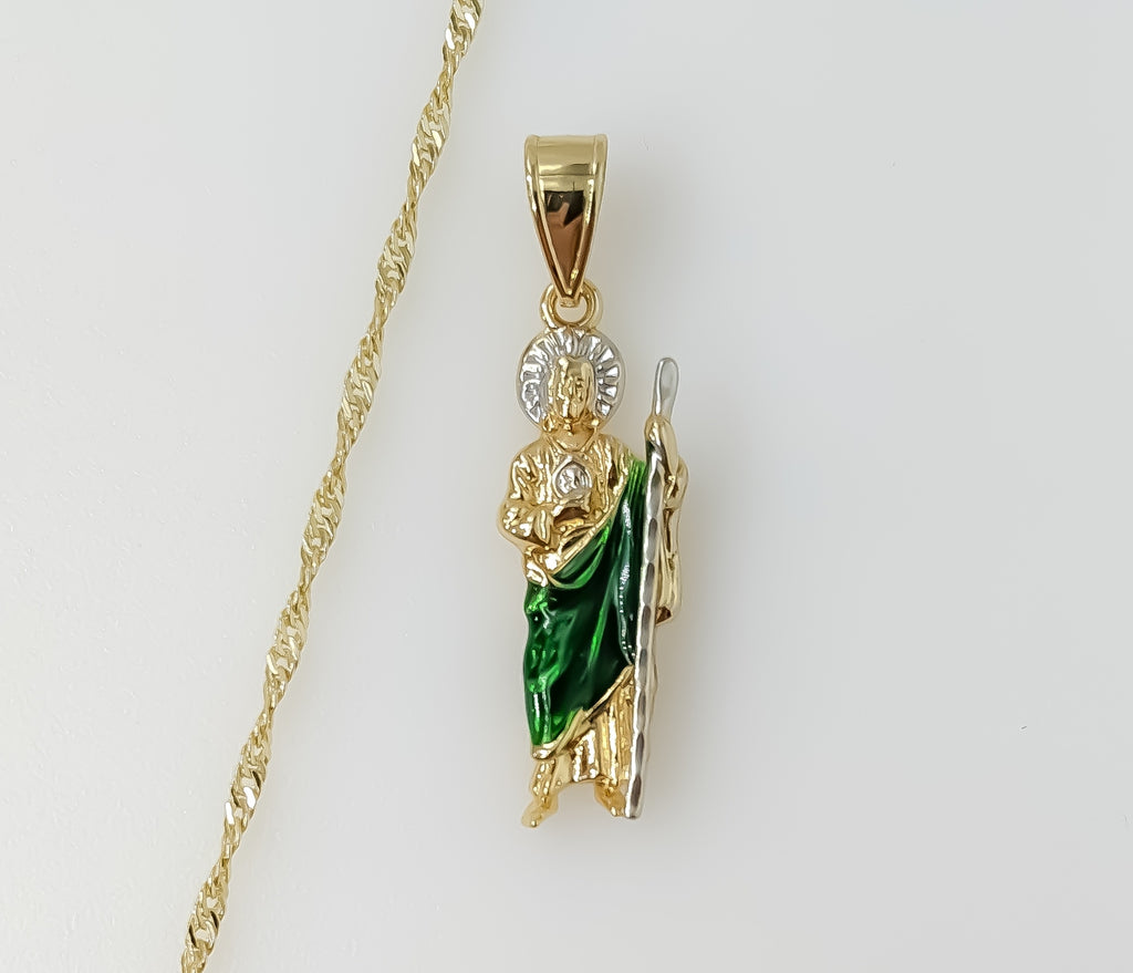 Plated Small Multicolor Saint Jude 14K Twist Chain Necklace