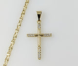 Plated Small Cross 3mm Star Chain Necklace
