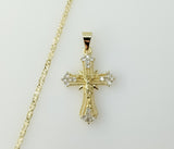 Plated Small Cross Jesus Crucifix 2.5mm Star Chain Necklace