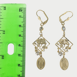 Plated Virgin Mary and Rose Earring