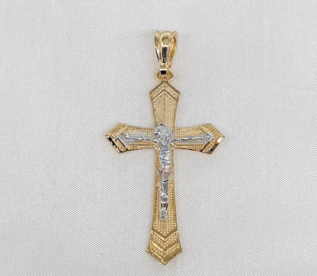 Plated Tri-Color Cross Pendant