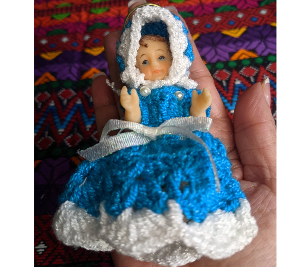 Miniature Baby Jesus Figurine with Handmade Dress