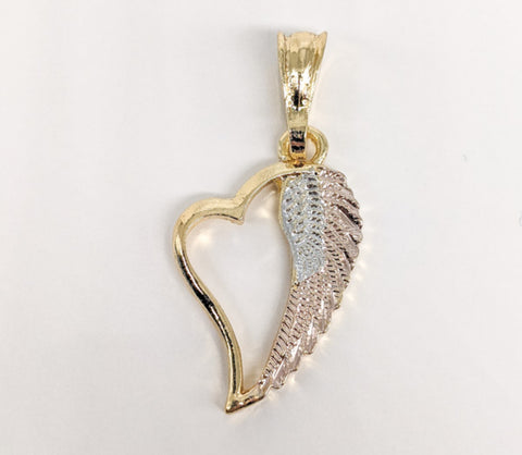 Plated Heart Wing Pendant