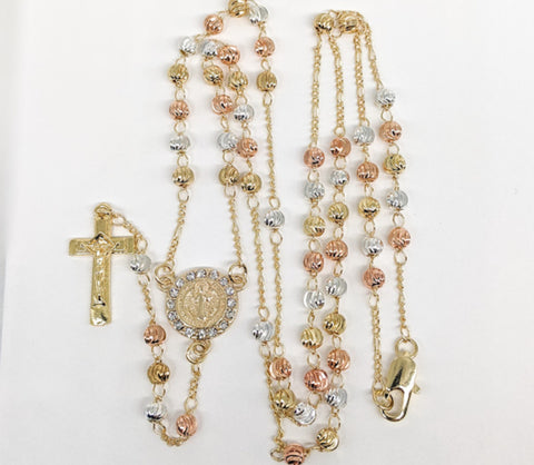 Plated Tri-Gold Saint Benedict Rosary