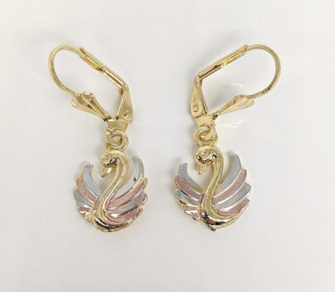 Plated Tri-Color Swan Earring