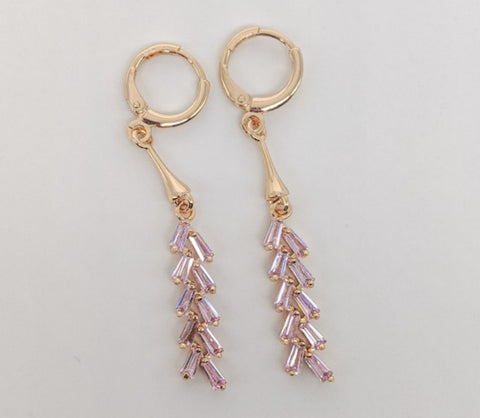 Plated Pink Color Stone Earring