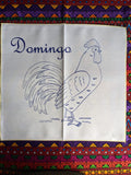 Animals with Spanish Day Names Design Embroidery Cloth (Servilletero)