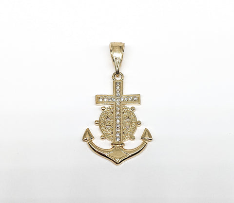 Plated Anchor with Cross Pendant