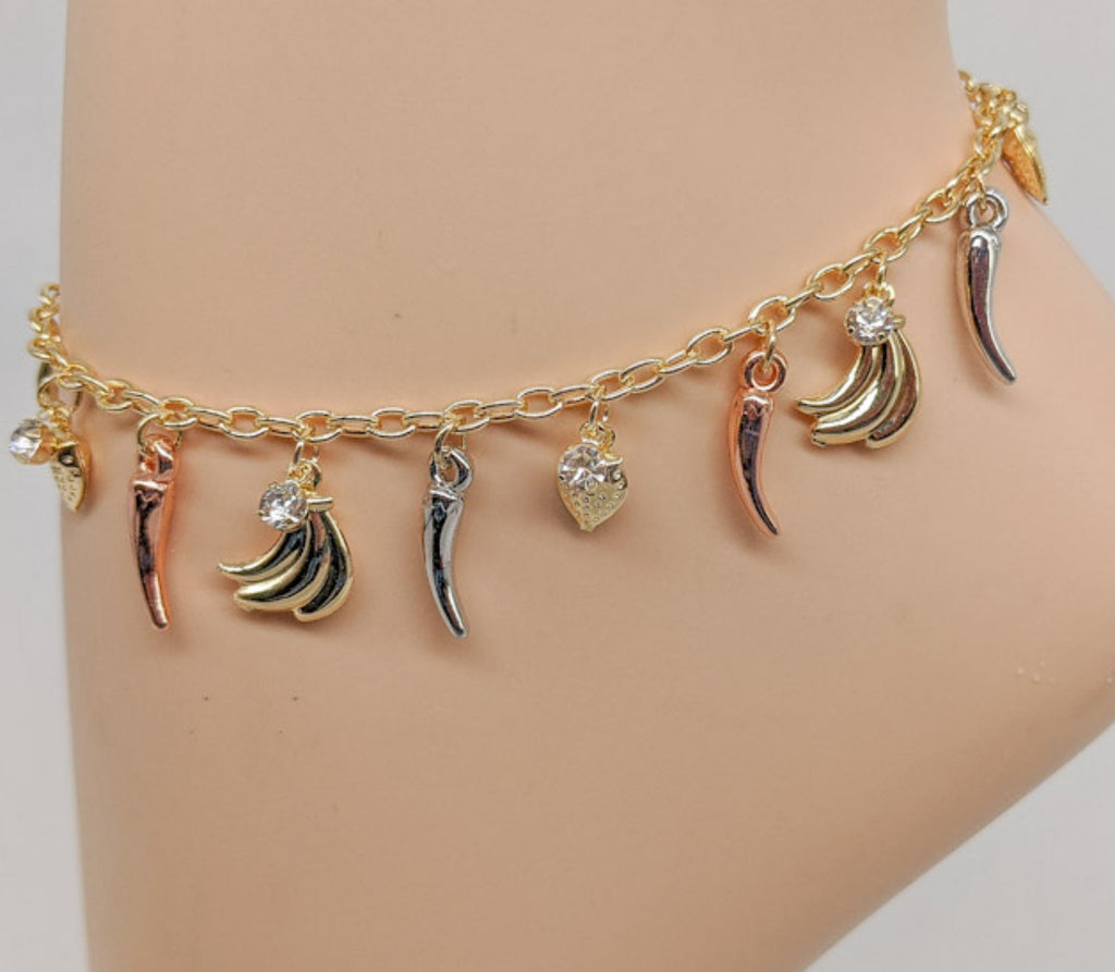 Plated Tri-Color Fruit Anklet