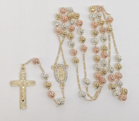 Plated Tri-Color Virgin Mary Rosary
