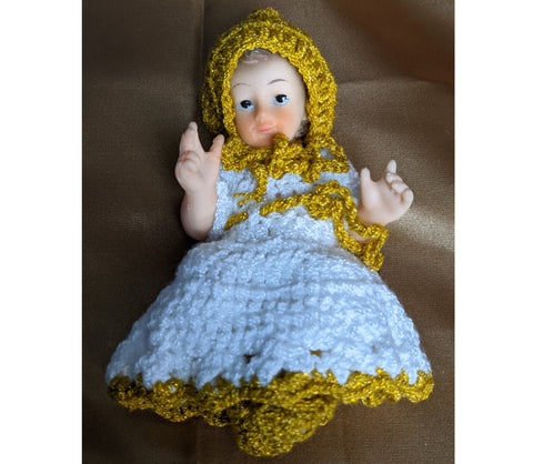 6" Inch Baby Jesus Figurine with Handmade Dress