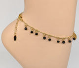 Plated Virgin Mary Black Beaded Anklet