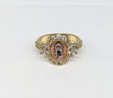 Dainty Plated Tri-Gold Virgin Mary Ring