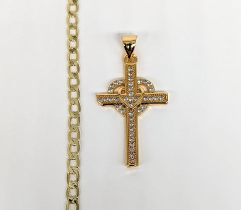 Plated Cross Pendant and Chain Set