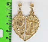 Plated Virgin Mary and Cross Break-A-Part Heart Pendant
