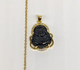 Plated Black Buddha Pendant and Chain Set