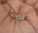 Plated Clear Heart with Butterfly Ring