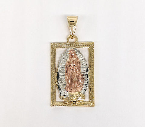 Plated Tri-Gold Virgin Mary Pendant