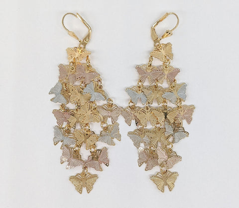 Plated Tri-Gold Butterfly Earring