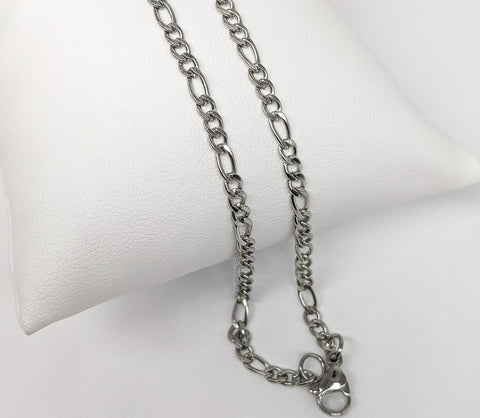 Stainless Steel Silver Figaro 20" Chain