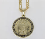 Plated Multicolor Virgin Mary 24" Figaro Chain Necklace*