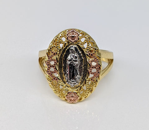 Plated Tri-Gold Virgin Mary Ring