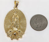 Plated Virgin Mary Pendant and Figaro Chain Set