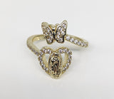 Plated Virgin Mary and Butterfly Adjustable Ring