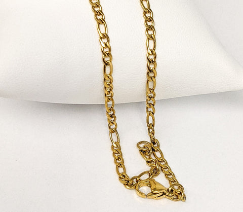 Stainless Steel Gold Figaro 20" Chain
