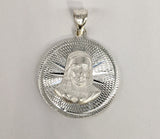 Silver 925 Double Sided Virgin Mary and Jesus Medallion Pendant