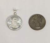 Silver 925 Double Sided Virgin Mary and Jesus Medallion Pendant