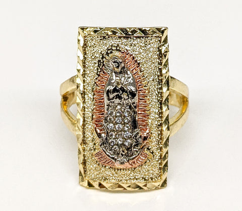 Plated Tri-Gold Virgin Mary Adjustable Ring