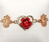 Plated Tri-Gold Virgin Mary and Heart Rose Bracelet*