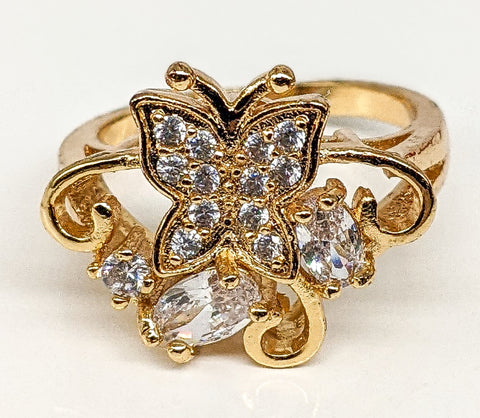 Plated Tri-Gold Butterfly Ring