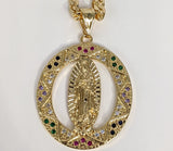 Plated Virgin Mary 5mm Figaro Chain Necklace