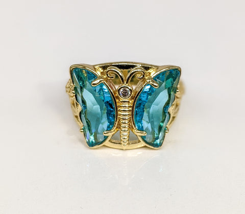 Plated Blue Butterfly Ring