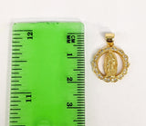 Plated Mini Dainty Virgin Mary Pendant and Cuban Chain Set