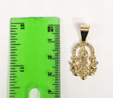 Plated Mini Dainty Virgin Mary Pendant and Figaro Chain Set