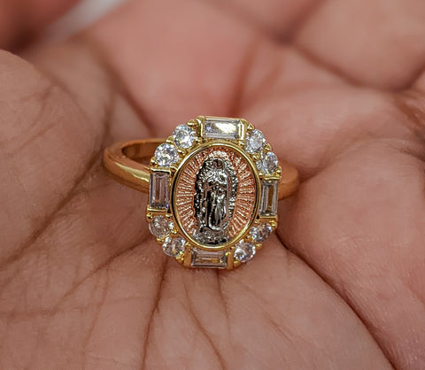 Plated Tri-Gold Virgin Mary Ring*
