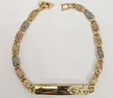 Plated Tri-Color Virgin Mary Plate Bracelet