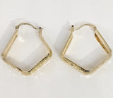 Plated LARGE Diamond Shape Hoop Earring*