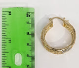 Plated Tri-Gold Virgin Mary Hoop Earring