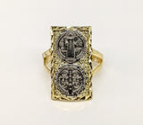 Plated Multicolor Saint Benedict Adjustable Ring