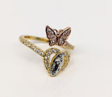 Plated Tri-Gold Virgin Mary Butterfly Adjustable Ring