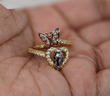 Plated Tri-Gold Virgin Mary Butterfly Adjustable Ring