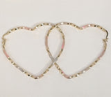 Plated Tri-Gold Heart Hoop Earring X-LARGE