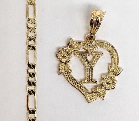 Plated Letter "Y" Pendant Initial Chain Necklace Fashion Oro Letra Dije